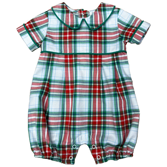 Red/Green Plaid Boys Romper