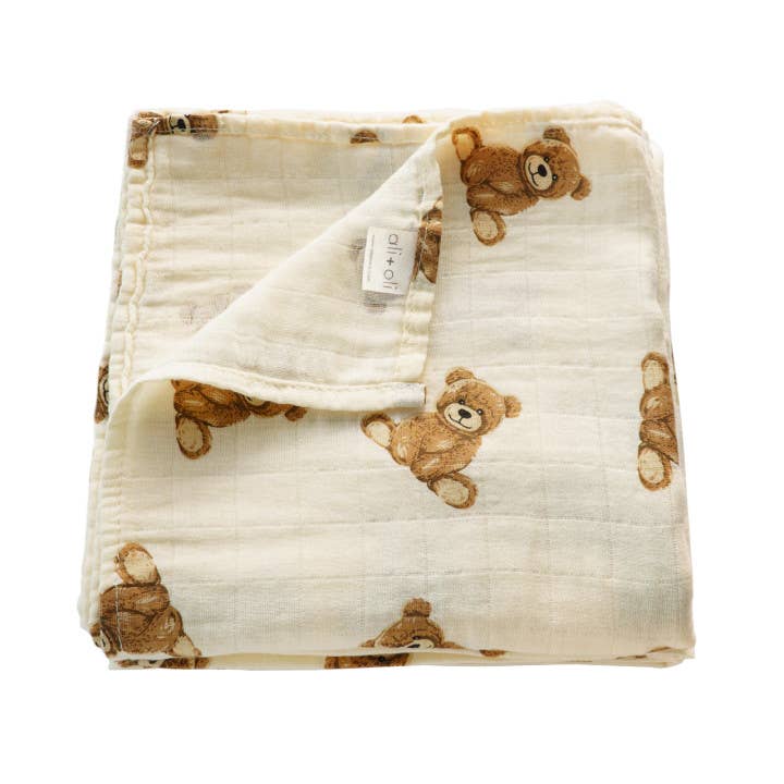 Bamboo Muslin Swaddle | Teddy Bear