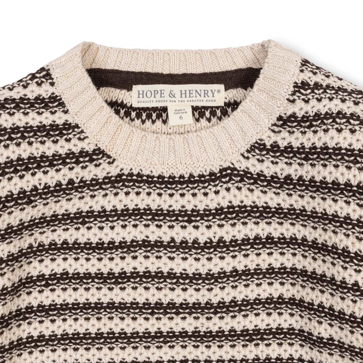 Organic Crewneck Sweater | Chocolate & Tan Stripe