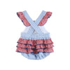 Gingham USA Flag Ruffle Romper