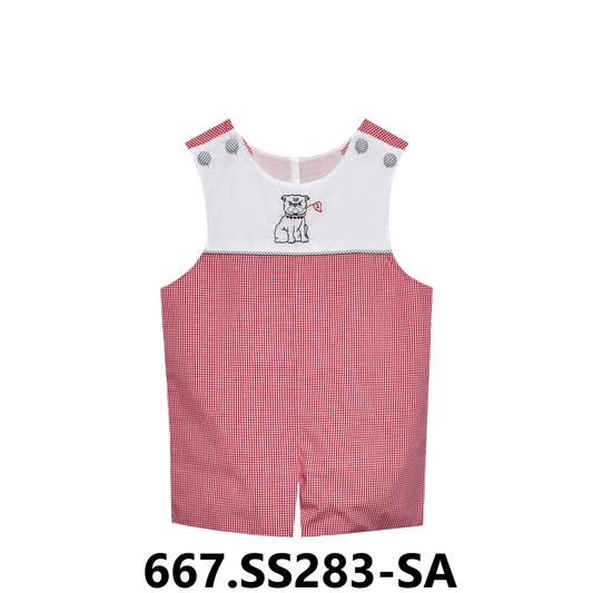 Bulldog with Flag Shortall | Red/Black