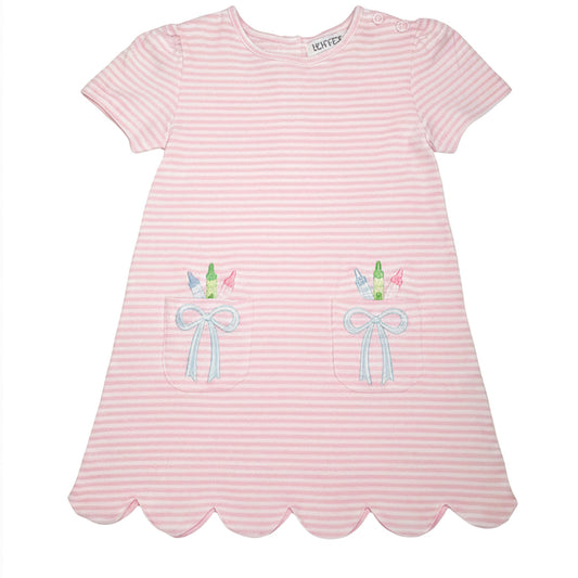 Back to School Girls Scalloped Hem Dress