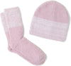 CozyChic® Heather Stripe Beanie and Sock Set | Dusty Rose