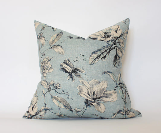 Brooklyn | Light Blue Floral Lumbar Pillow | 22x22