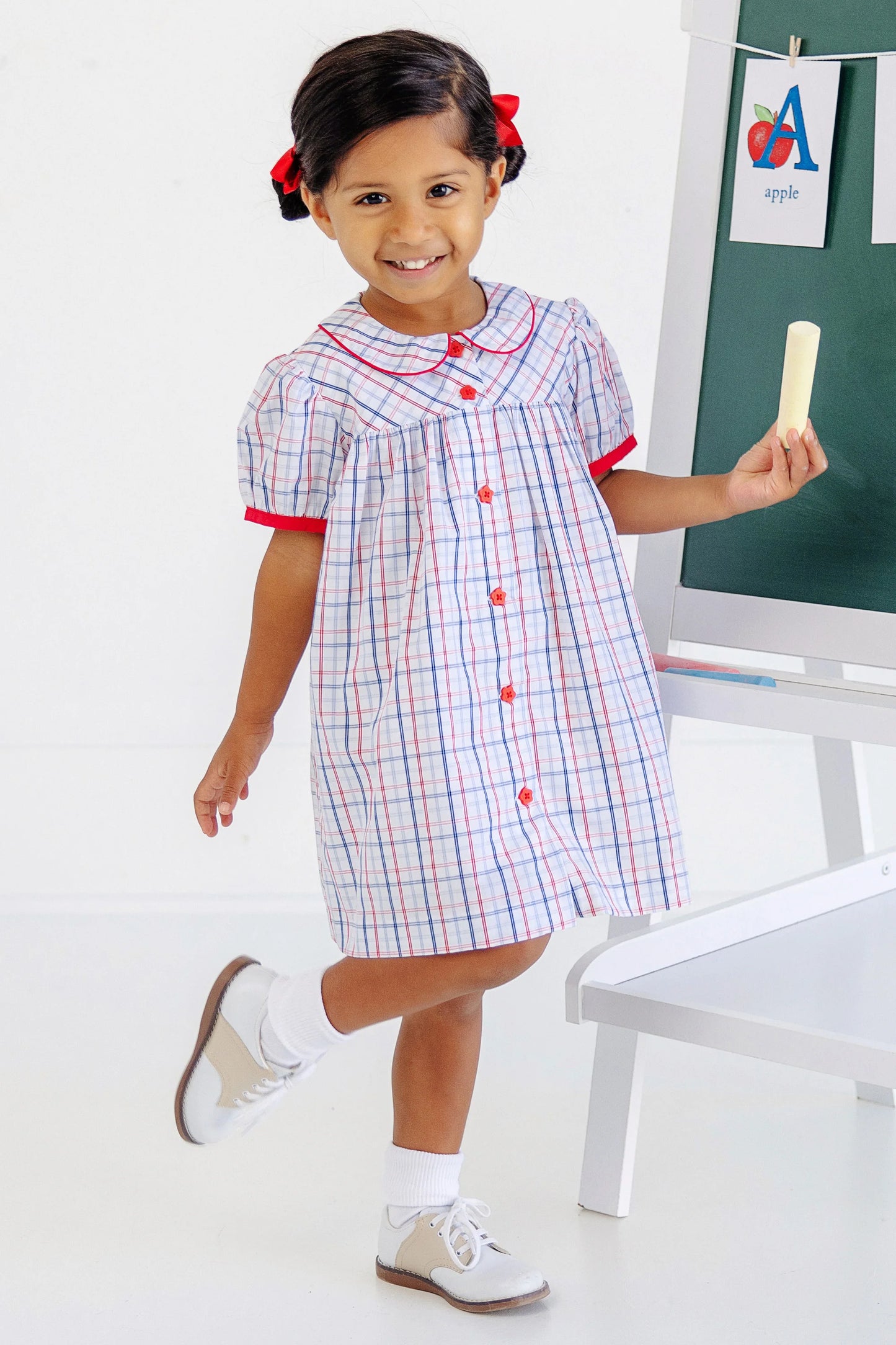 Tabitha's Teacher's Pet Dress |  Whitehall Windowpane With Richmond Red