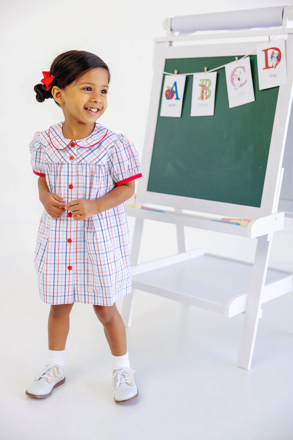 Tabitha's Teacher's Pet Dress |  Whitehall Windowpane With Richmond Red