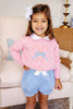 Isabelle's Intarsia Sweater | Hamptons Hot Pink with Candy Cane Intarsia