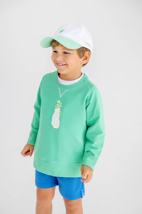 Cassidy Comfy Crewneck | Gibson Island Green with Golf Bag Embroidery