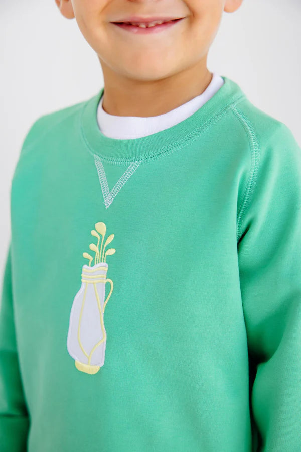 Cassidy Comfy Crewneck | Gibson Island Green with Golf Bag Embroidery