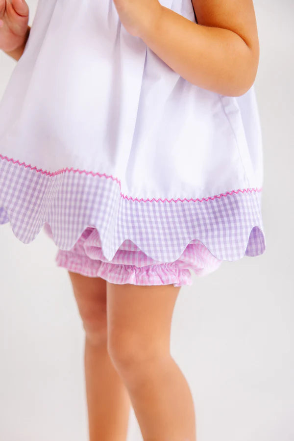 Sydney Scallop Set | Pink Greenbrier Gingham & Lauderdale Lavender Gingham with Worth Avenue White