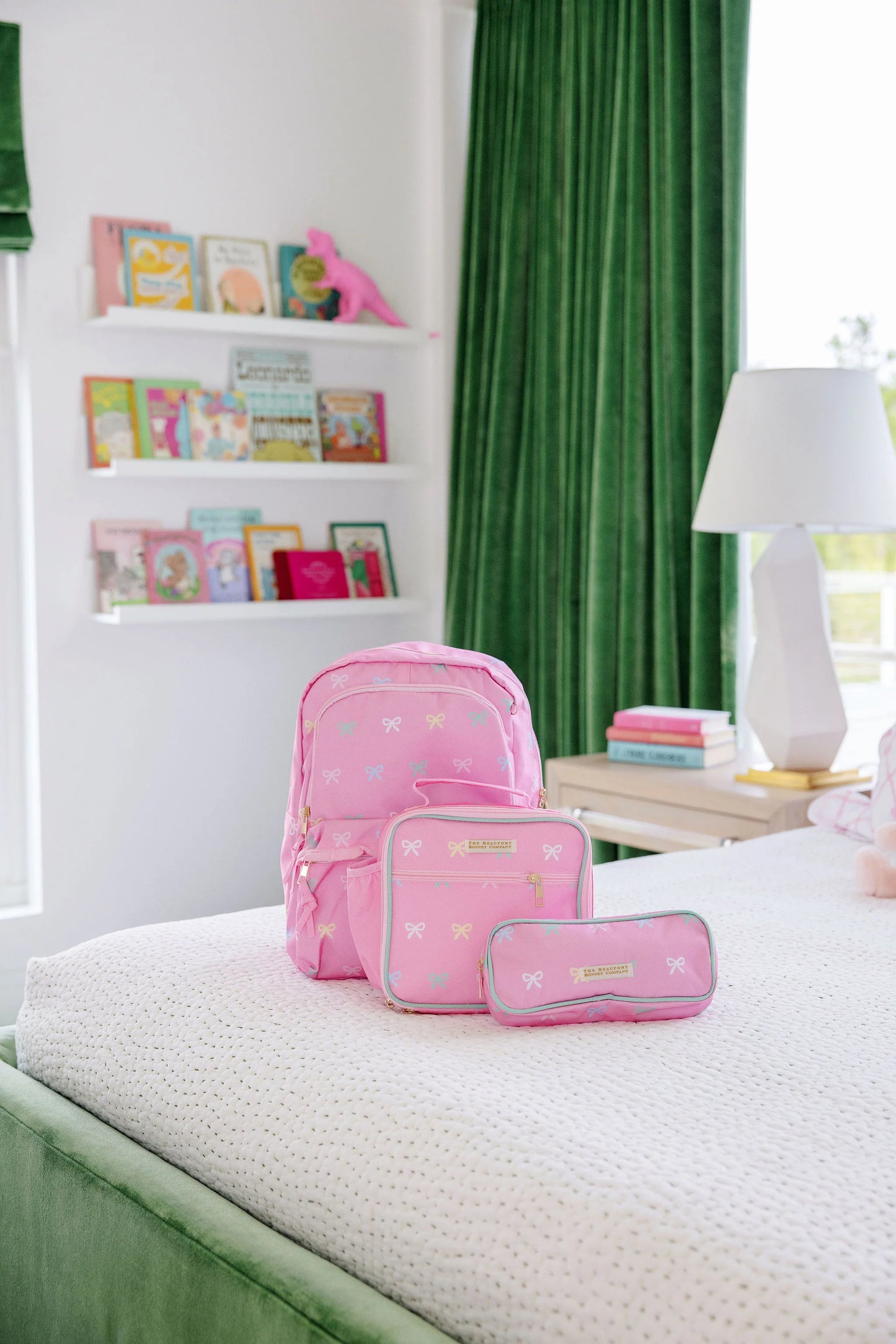 Leighton Lunch Box | Recess Ribbons With Grace Bay Green & Palm Beach Pink