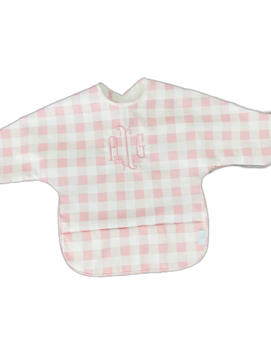Long Sleeve Signature Catch All Bib | Pink Gingham | 6M - 2T