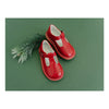 Kaia T-Strap Woven Front Mary Jane | Red