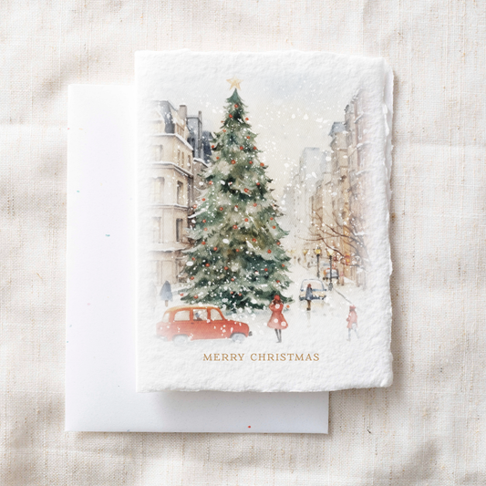City Merry Christmas Holiday Handmade Paper Greeting Cards