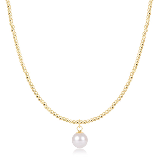 15” Classic Gold 2mm Choker | 8mm Pearl Charm