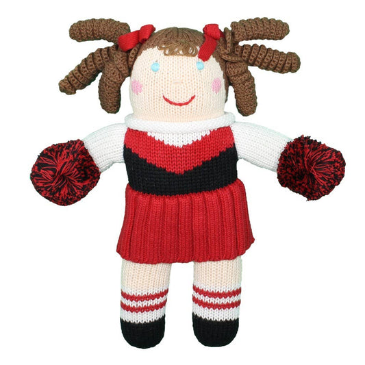 Cheerleader Knit Dolls | Red & Black | 7" Rattle