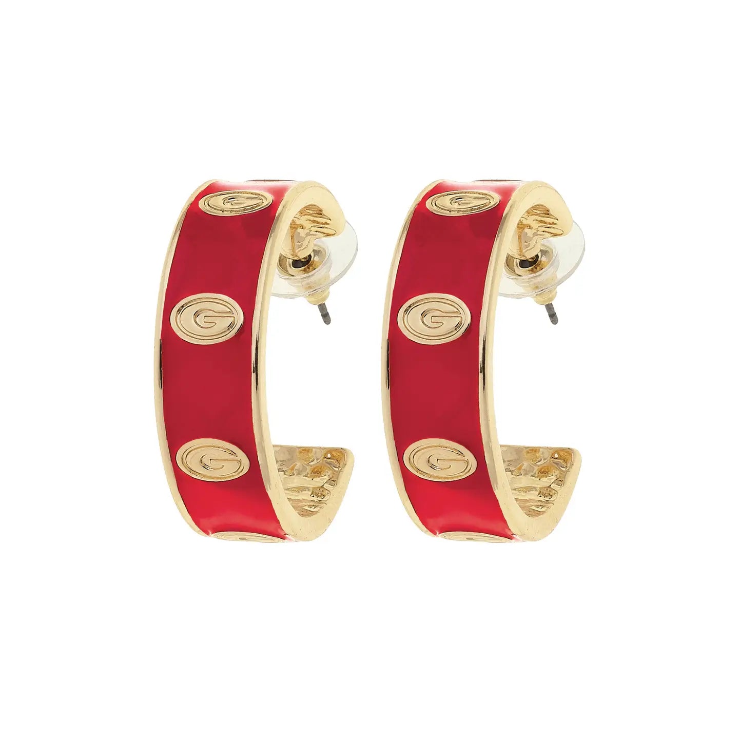 Georgia Bulldogs Enamel Logo Hoop Earrings | Red