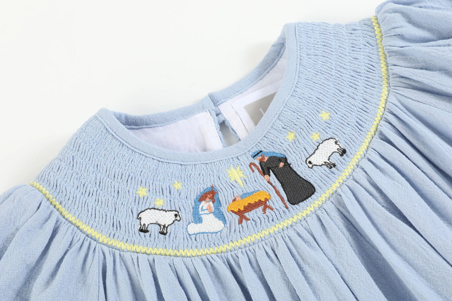 Nativity Smocked Bishop Sleeve Dress Nativity Smocked Bishop Sleeve Dress