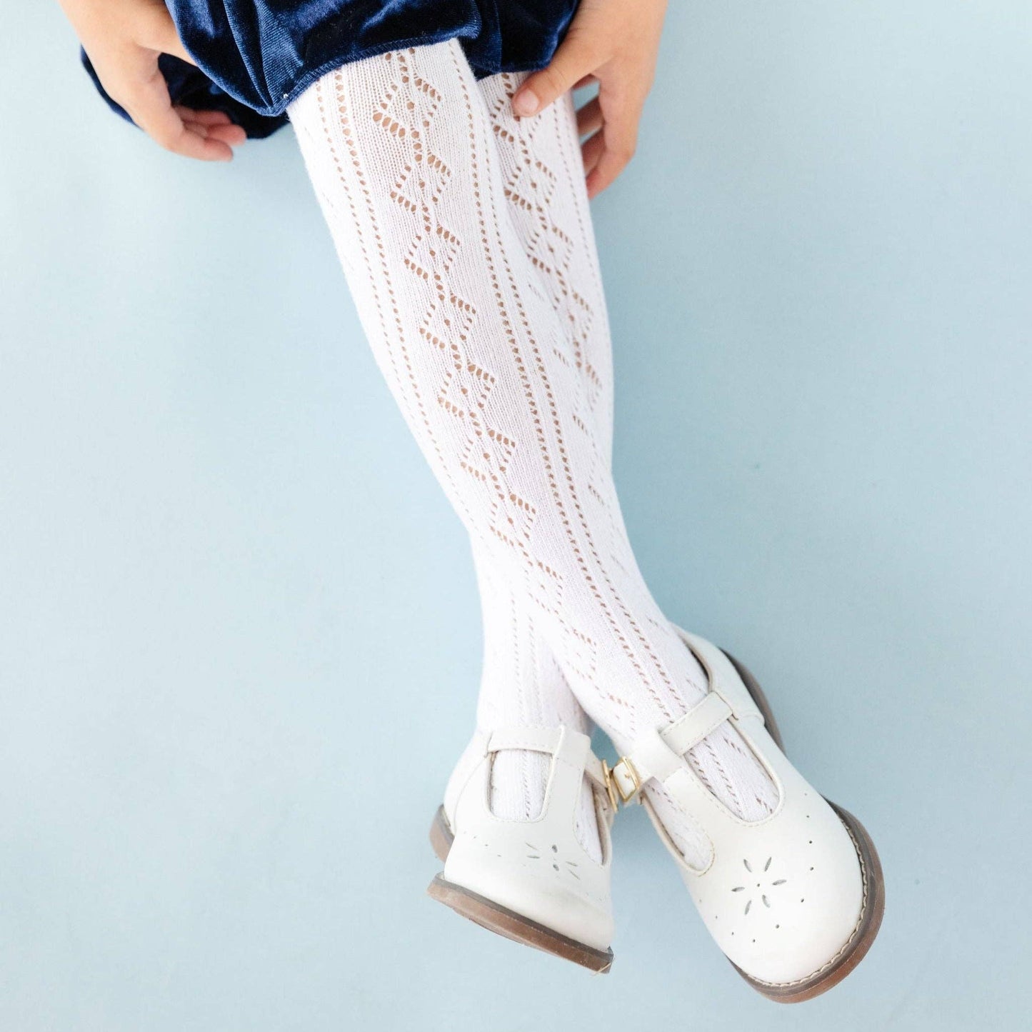 Fancy Knit Tights | White