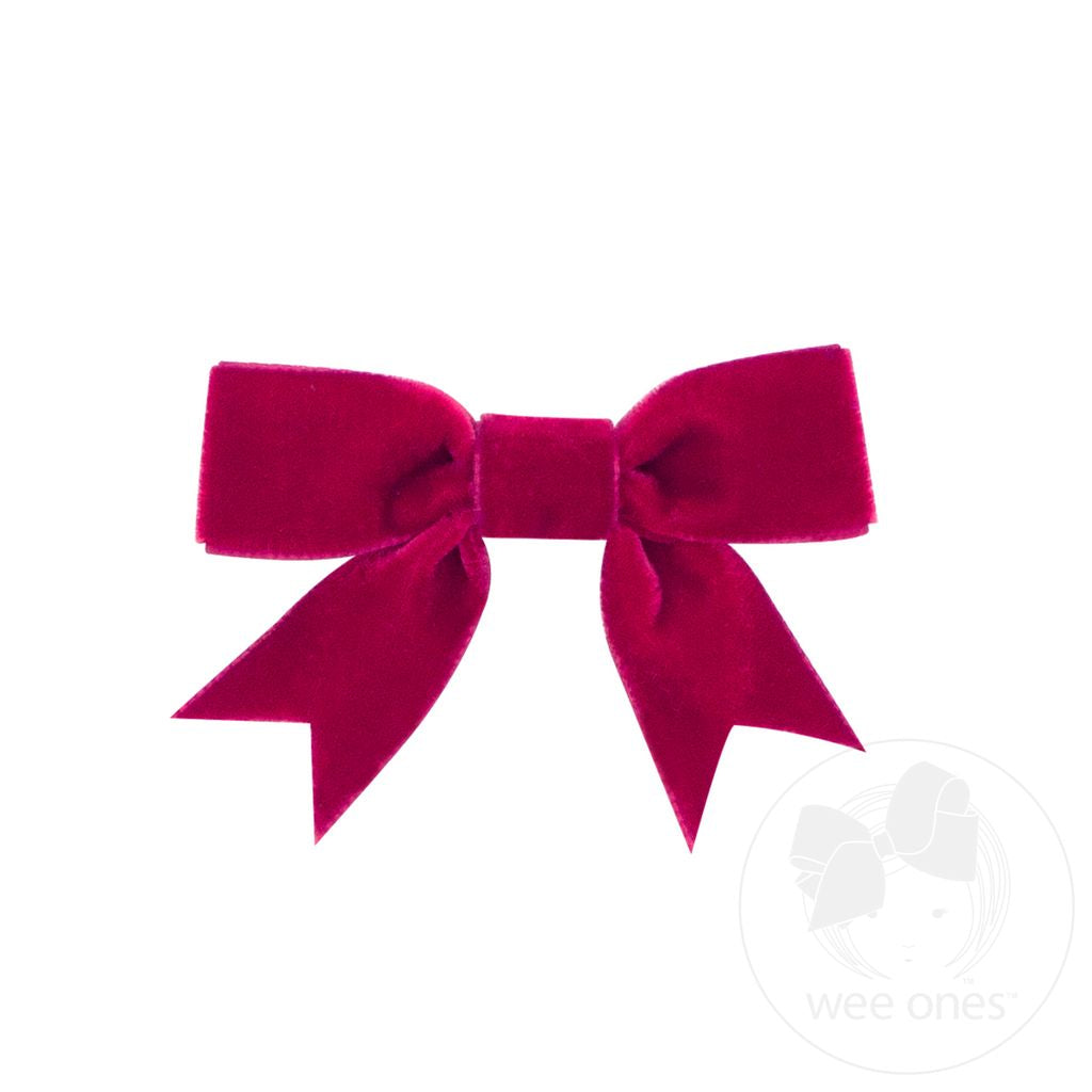 Mini Velvet Two-Loop Bow with Fancy Cut Tails  | Asst. Colors