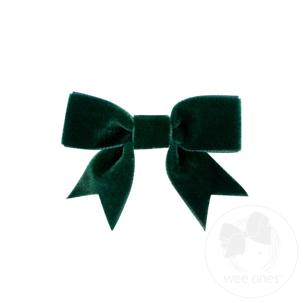 Mini Velvet Two-Loop Bow with Fancy Cut Tails  | Asst. Colors