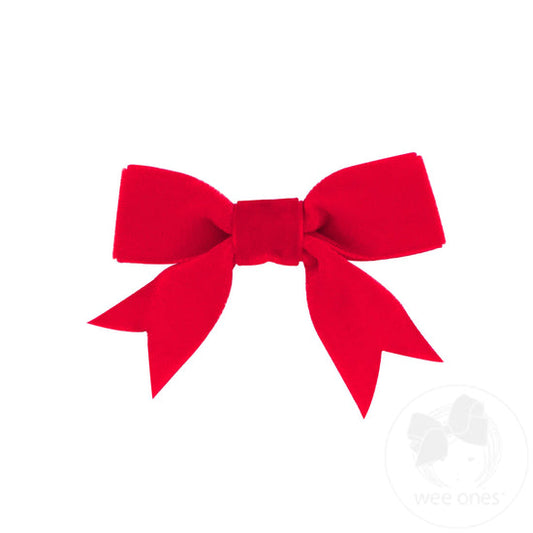 Mini Velvet Two-Loop Bow with Fancy Cut Tails  | Asst. Colors