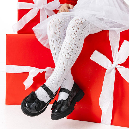 Fancy Knit Tights | White