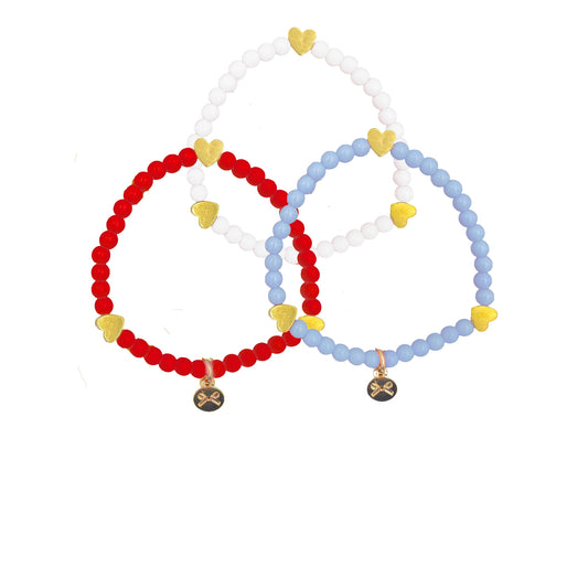 Hearts Bracelet Set in Red/White/Blue | Girls