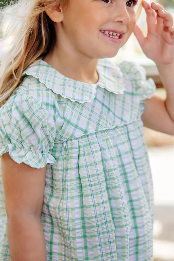 Holly Day Dress | Gibson Island Green and Lake Worth Yellow Sewanee Seersucker