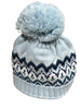 Fair Isle Herringbone Toboggan Hat | Light Blue