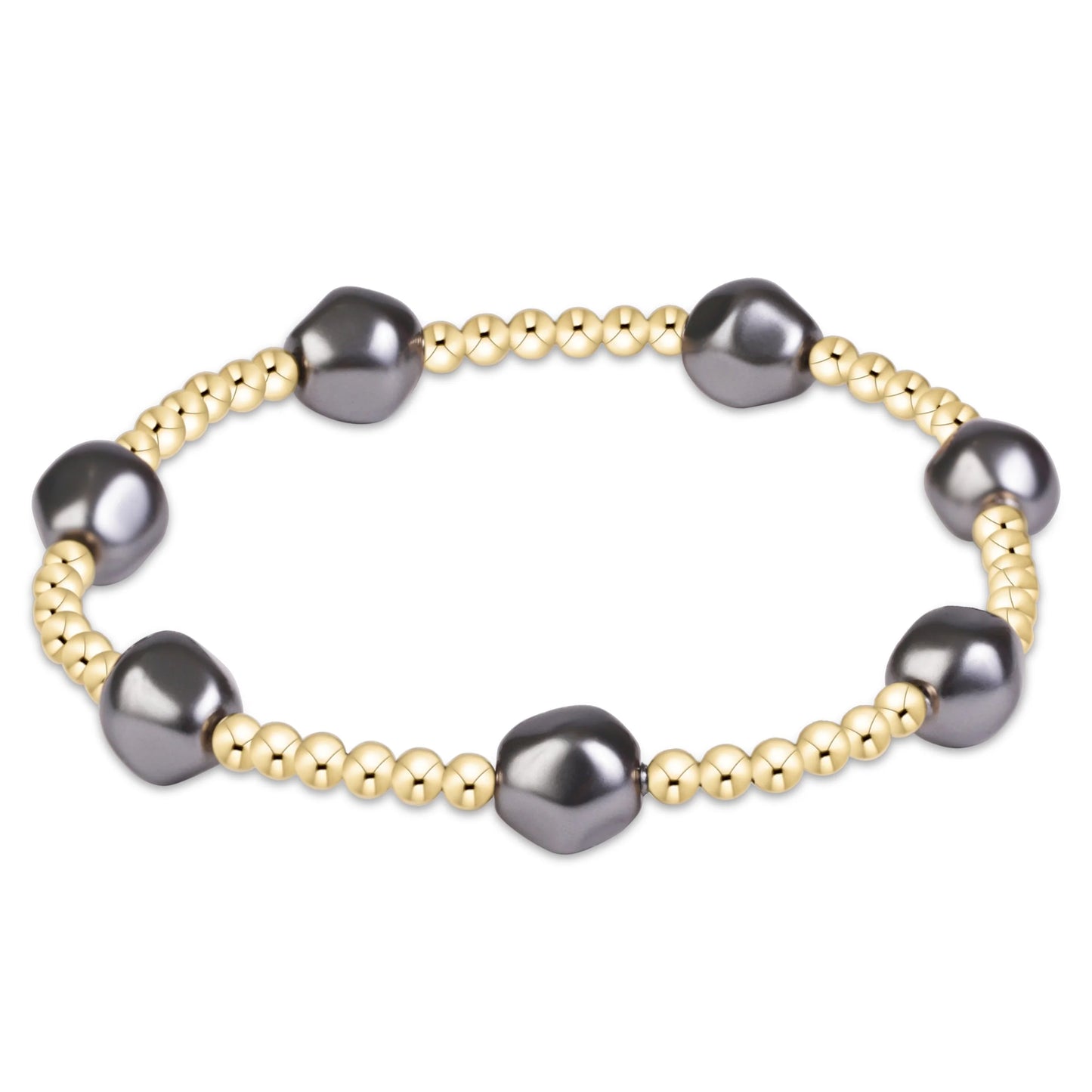 Admire Gold 3mm Bead Bracelet | Pearl | Dark Grey