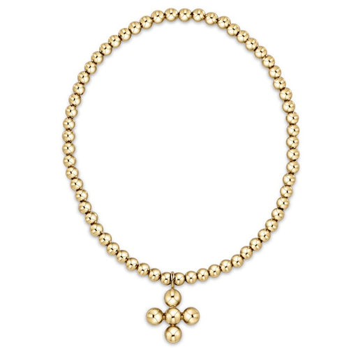 classic gold 3mm bead bracelet | classic beaded signature cross gold charm | 4mm bead gold
