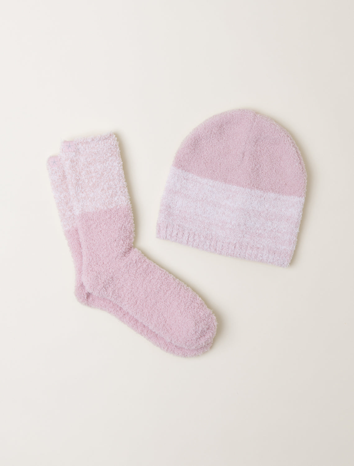 CozyChic® Heather Stripe Beanie and Sock Set | Dusty Rose