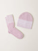 CozyChic® Heather Stripe Beanie and Sock Set | Dusty Rose