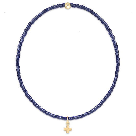 hope classic navy bracelet | signature cross small gold charm