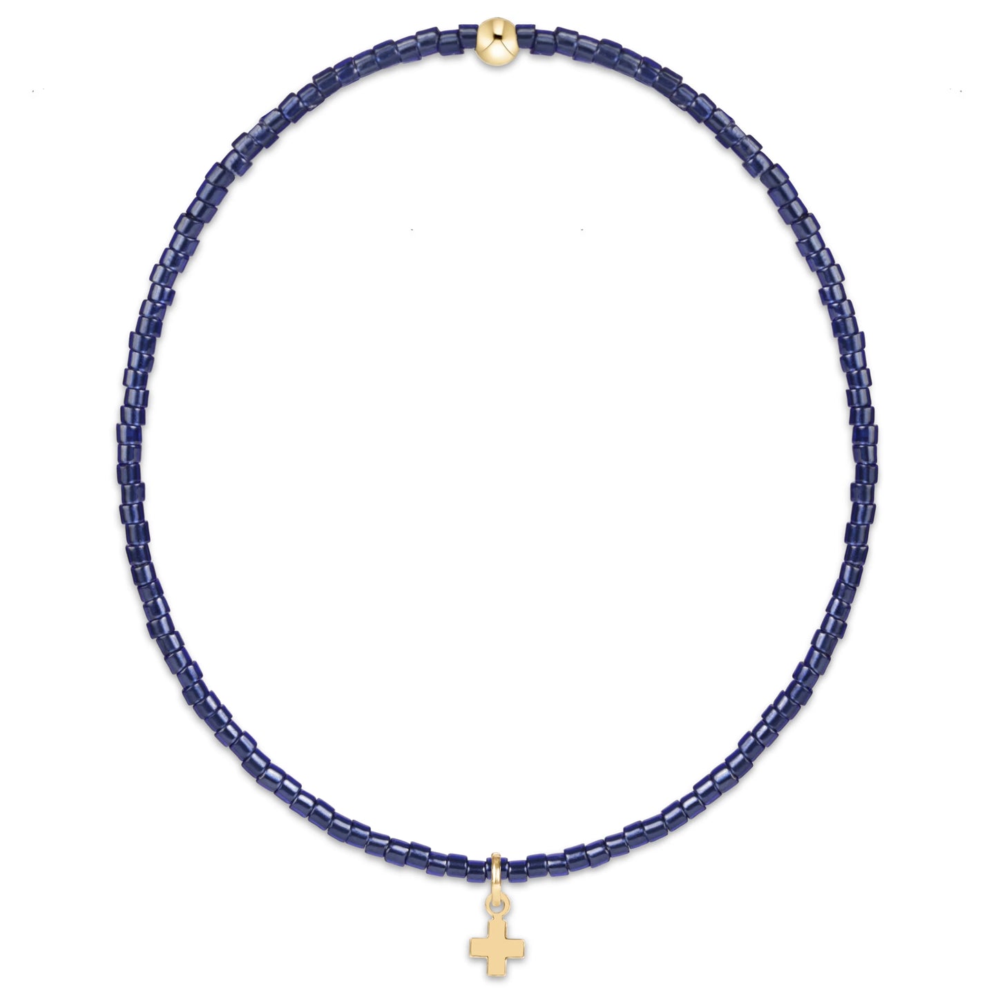 hope classic navy bracelet | signature cross small gold charm