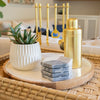 Verona Hanging Bar Set w/White Marble Stand | Gold