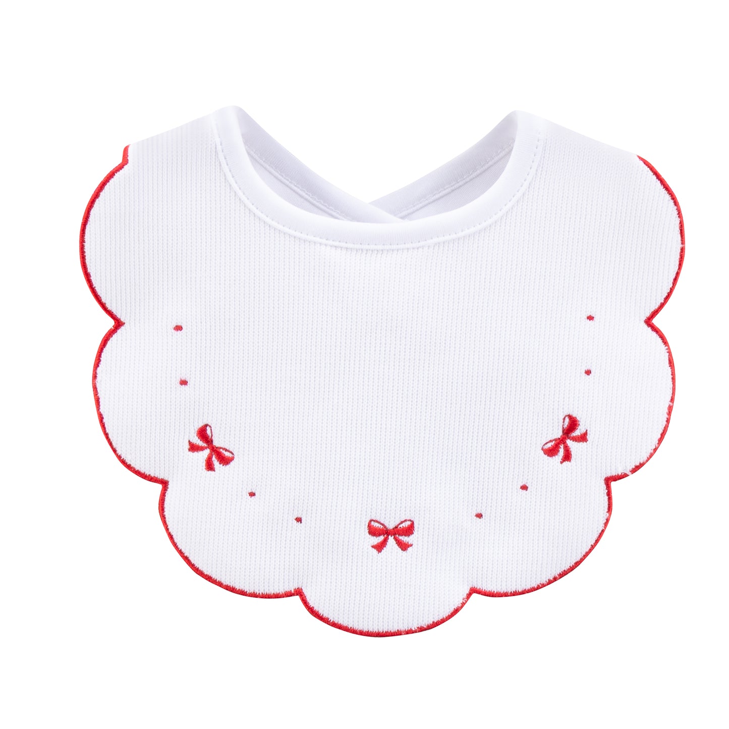My First Christmas Embroidered Pima Jacquard Scalloped Bib