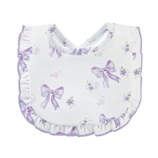 Lavender Bows Bib w/ Ruffle