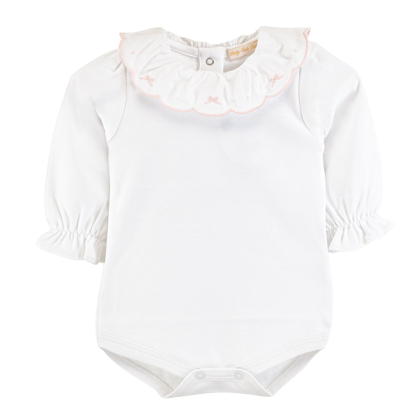 Bodysuit w/Pink Bow Ruffled Collar