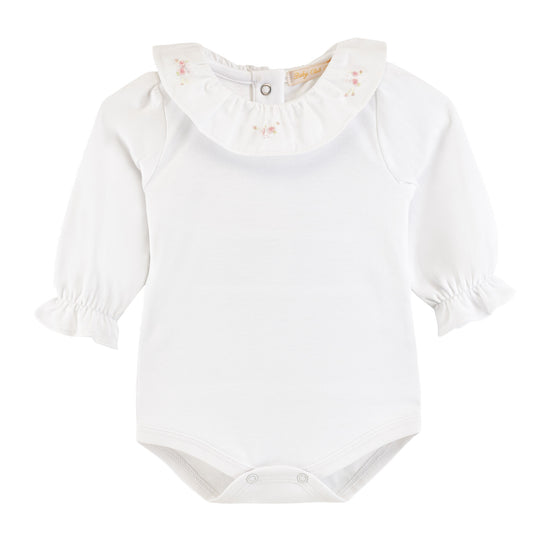 Bodysuit w/Embroidered Ruffle Collar