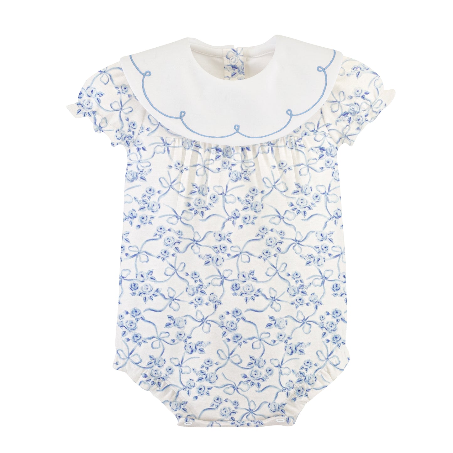 Blue Romantic Toile Bubble w/Embroidered Collar
