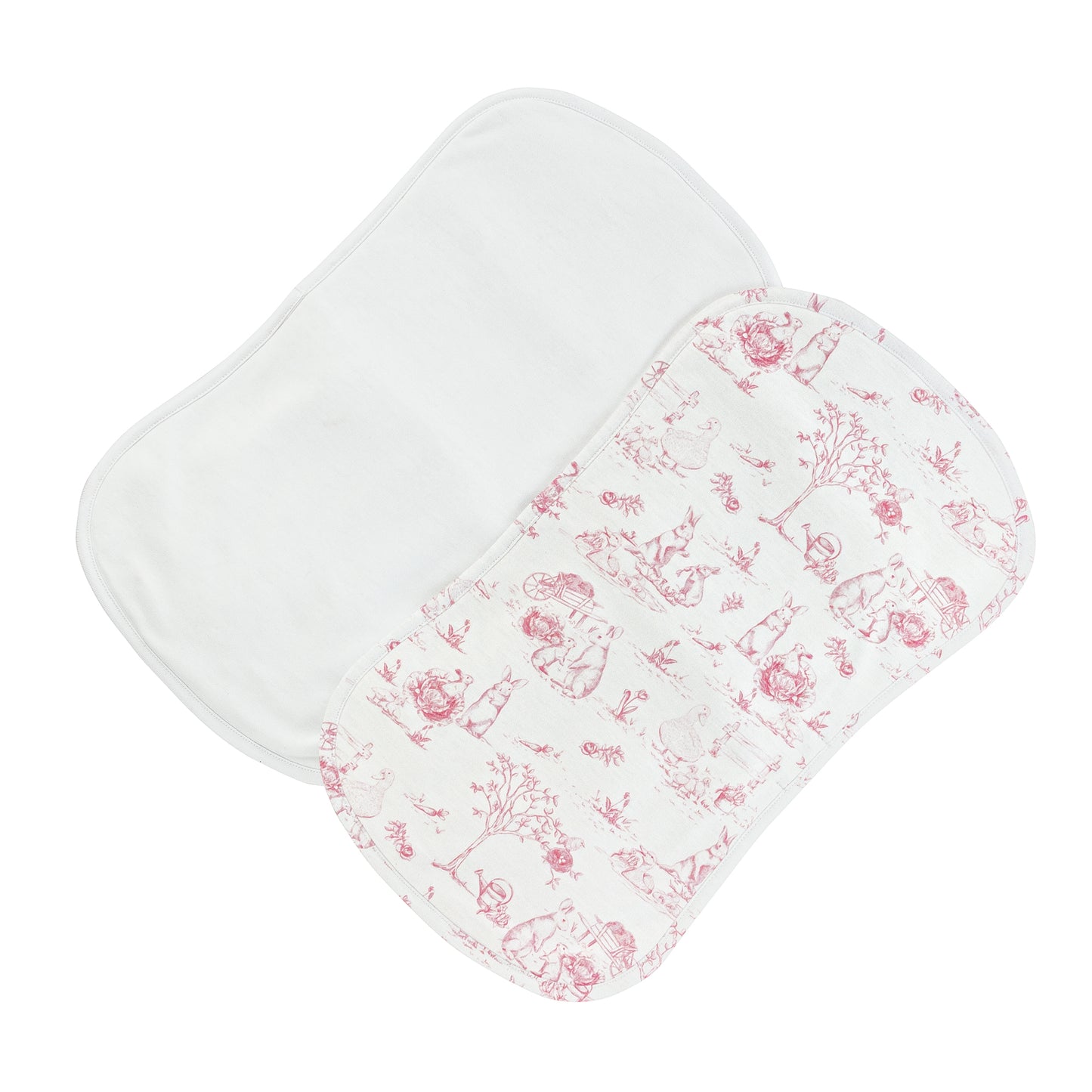 Pink Toile Bunnies Burp Cloth Set