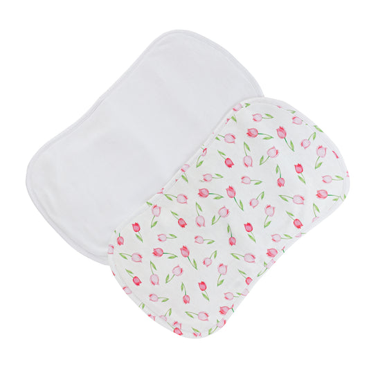 Baby Tulips Pink Printed Burp Cloth Set