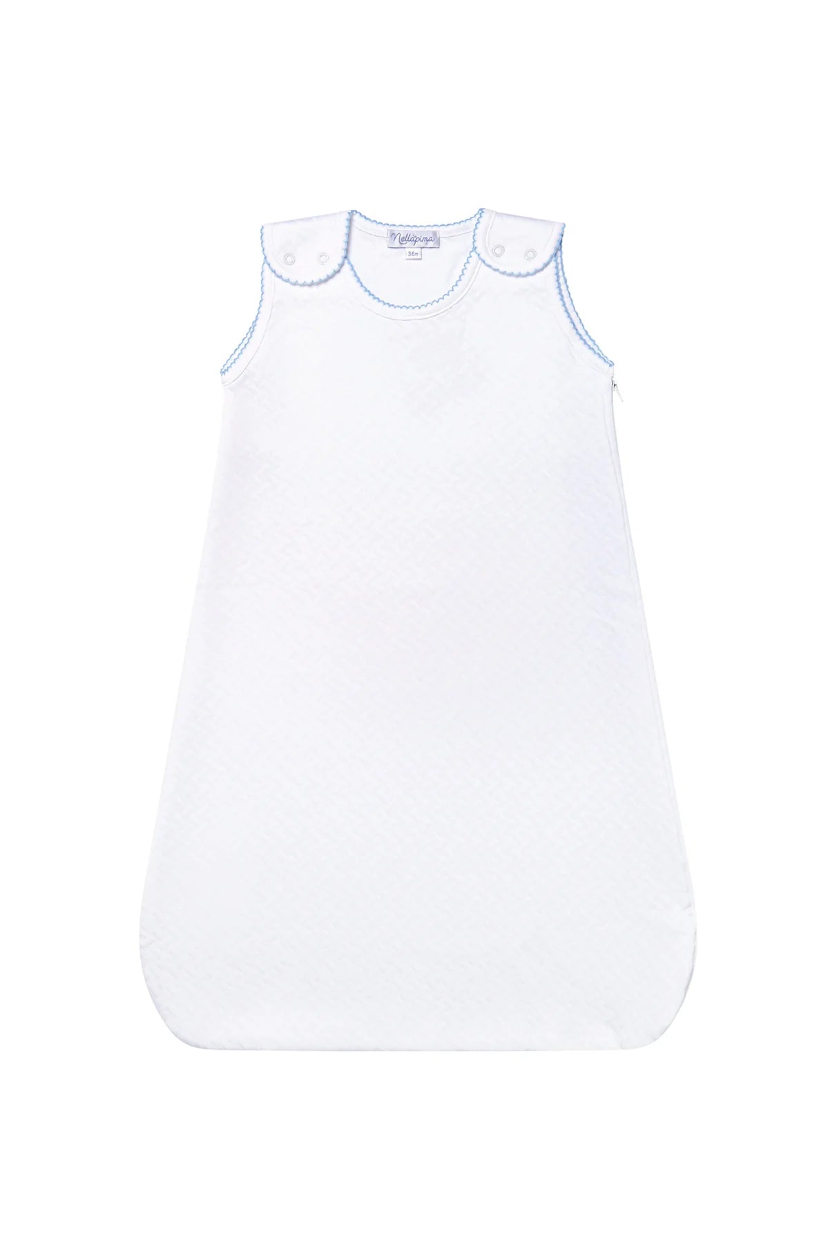 Basket Weave Quilted Baby Sack | Blue Picot Trim