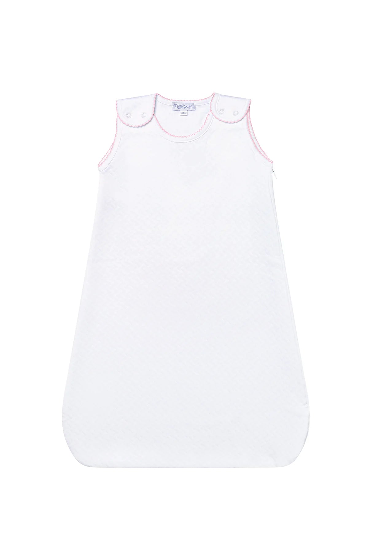 Basket Weave Quilted Baby Sack | Pink Picot Trim