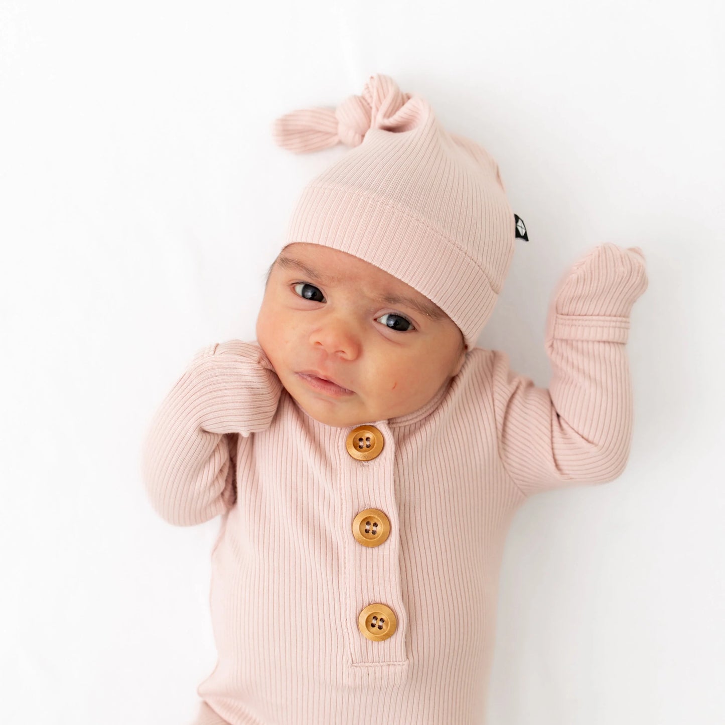 Ribbed Knotted Gown with Hat Set | Blush