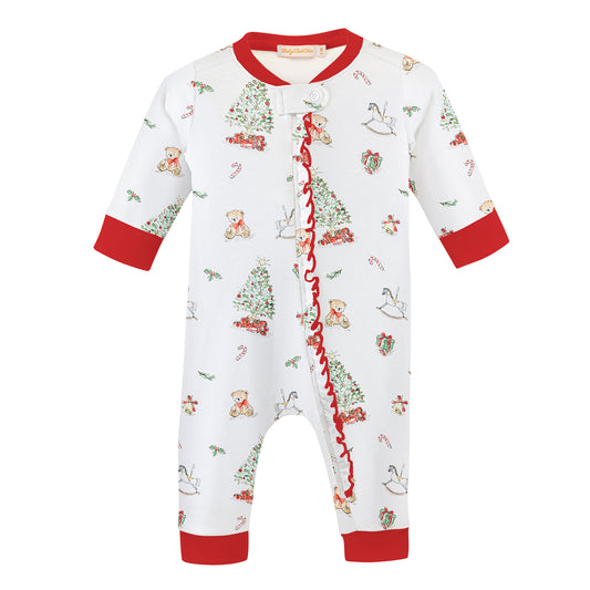 Christmas Tree Zippered Coverall w/Ruffle