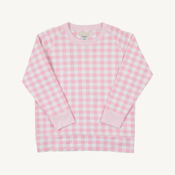 Cassidy Comfy Crewneck | Palm Beach Pink Gingham with Palm Beach Pink