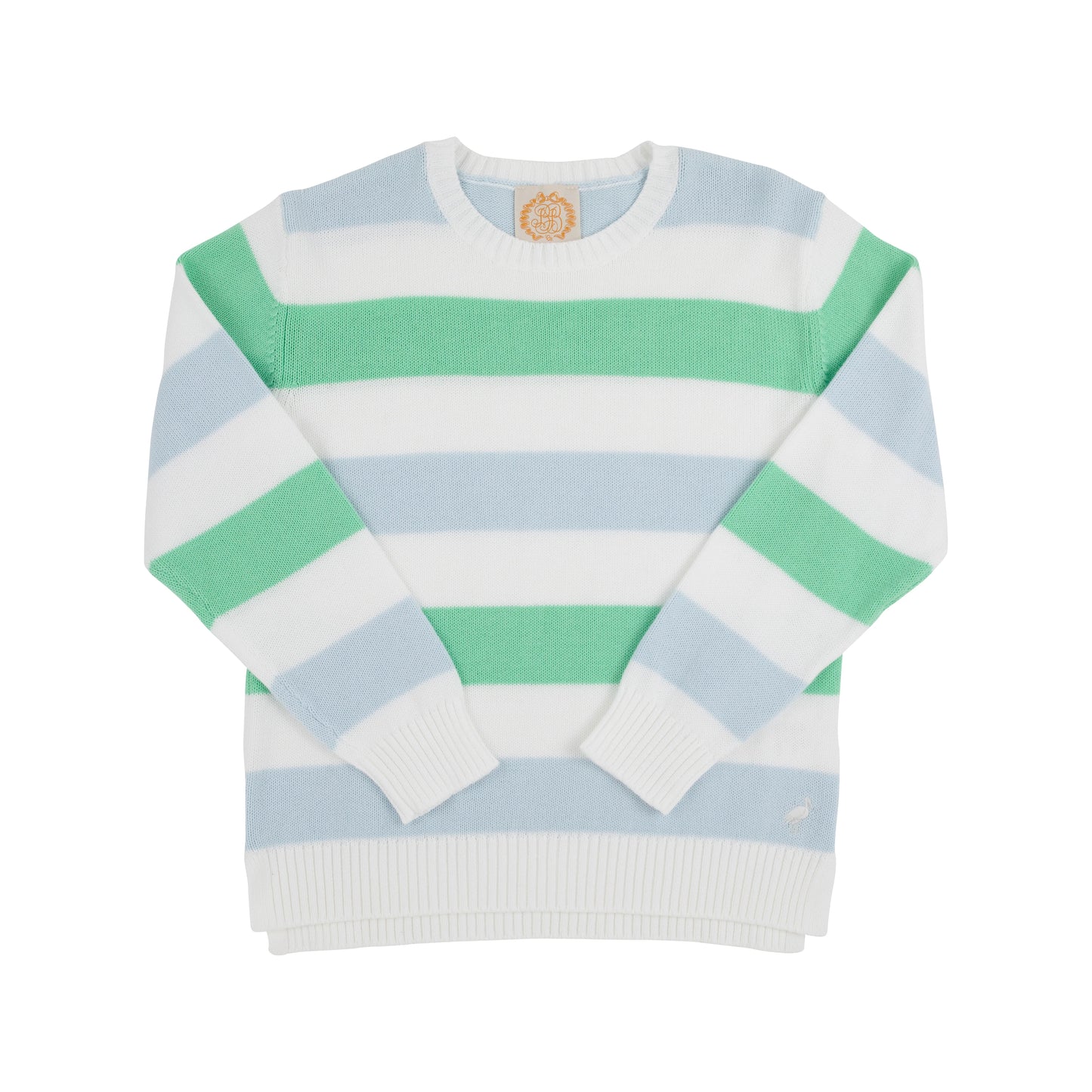 Cissy Sweater | Buckhead Blue, Worth Avenue White, and Grace Bay Green Stripe with Worth Avenue White Stork